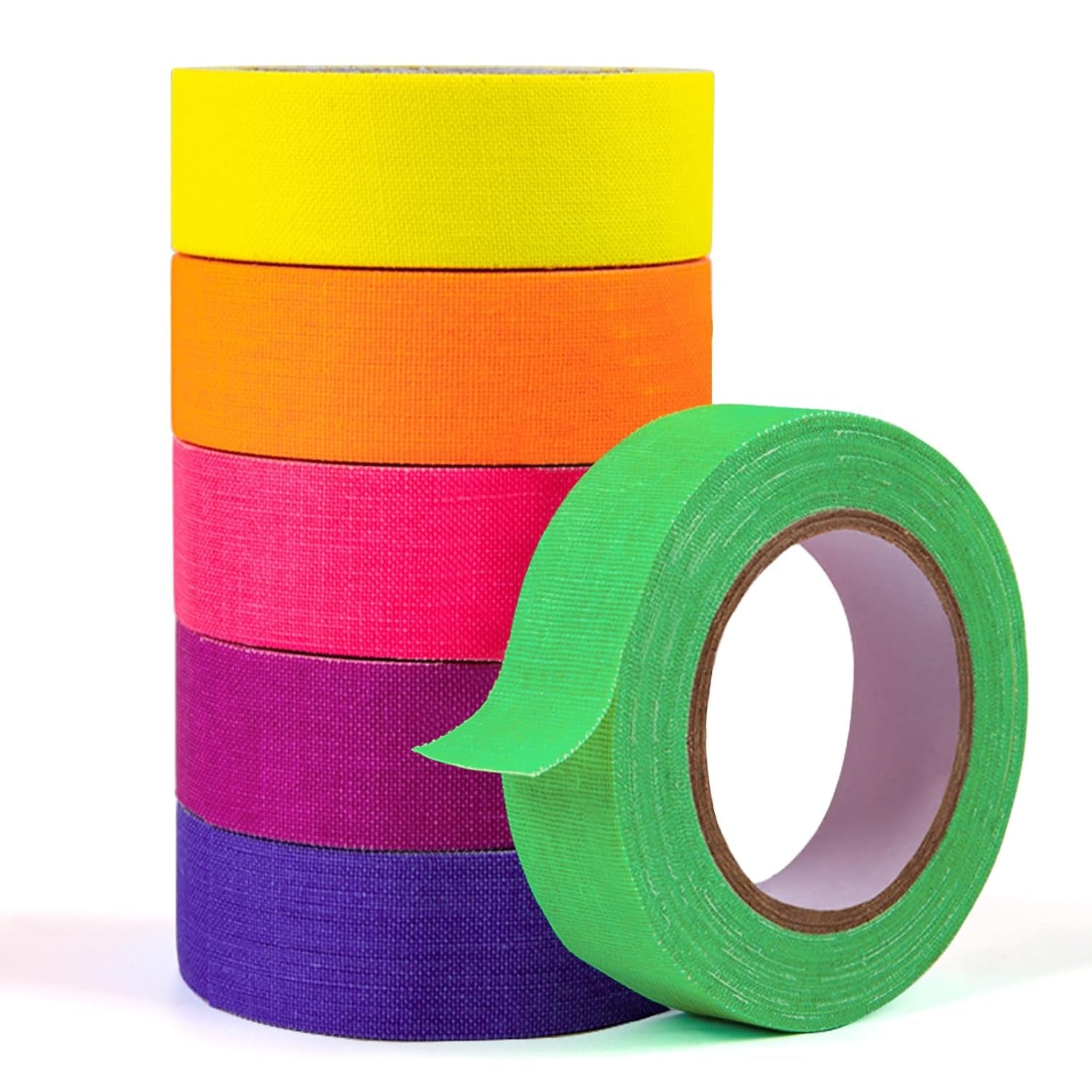 Glow in the Dark Tape - 6 Colors UV Blacklight Reactive Neon Tape, Fluorescent UV Black Light Glow in the Dark Tape for UV Party 1 Inch X 30Ft X 6 Rolls