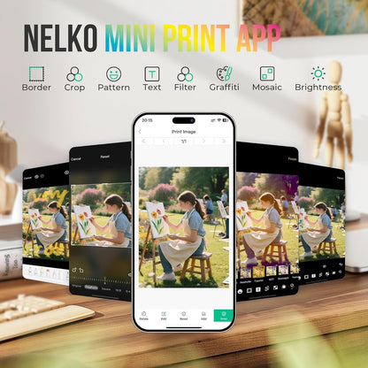 Nelko Photo Printer, PP01 Color Mini Portable Printer, Instant Smartphone Inkjet Printer, Sticky-Back Rechargeable Portable Picture Printer for Ios & Android Family, Purple