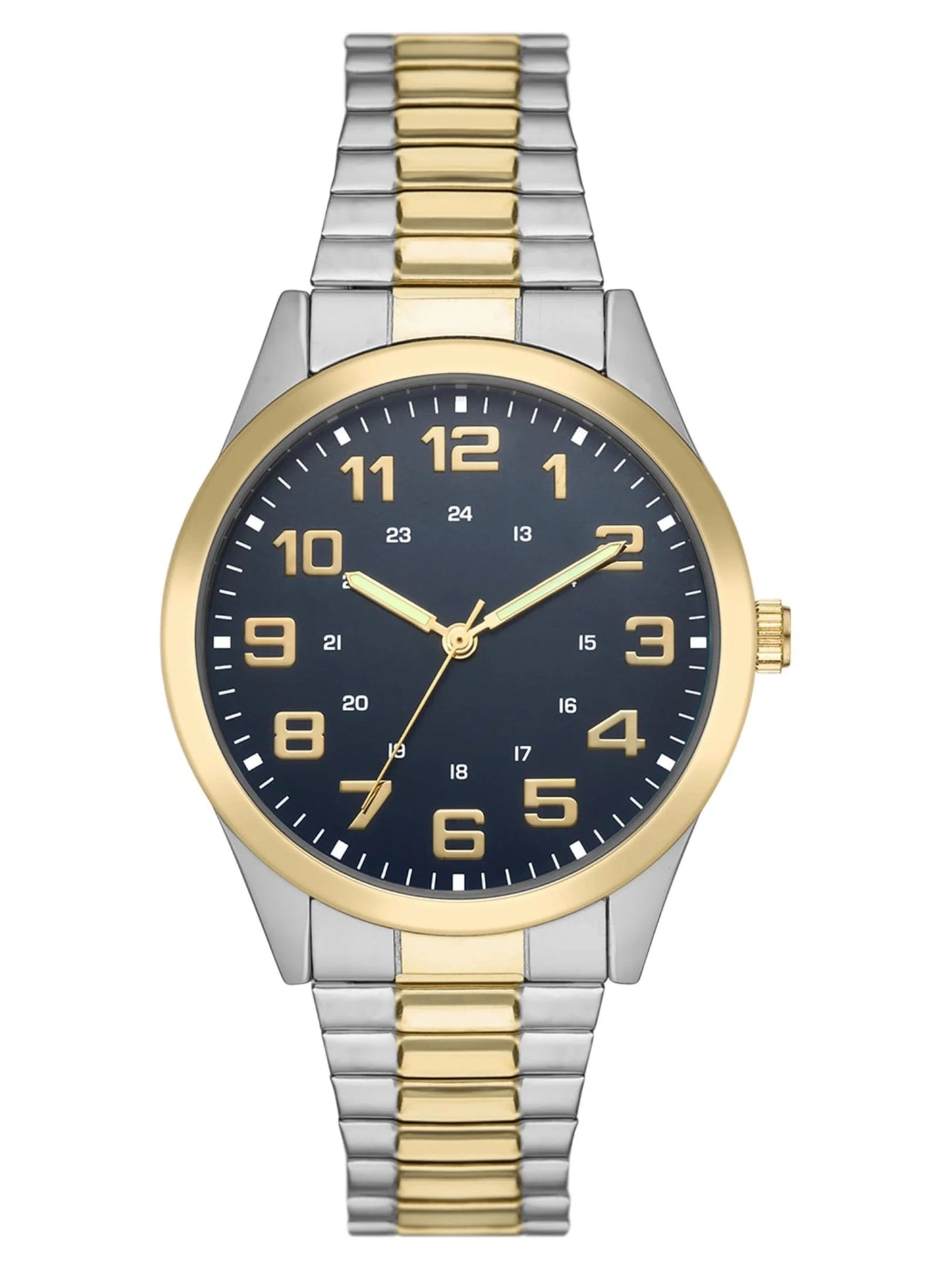Men'S Watch: 2-Tone Silver/Gold Case, Blue Easy Read Dial, 2-Tone Silver/Gold Expansion Band (FMDOGE043)