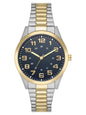 Men'S Watch: 2-Tone Silver/Gold Case, Blue Easy Read Dial, 2-Tone Silver/Gold Expansion Band (FMDOGE043)
