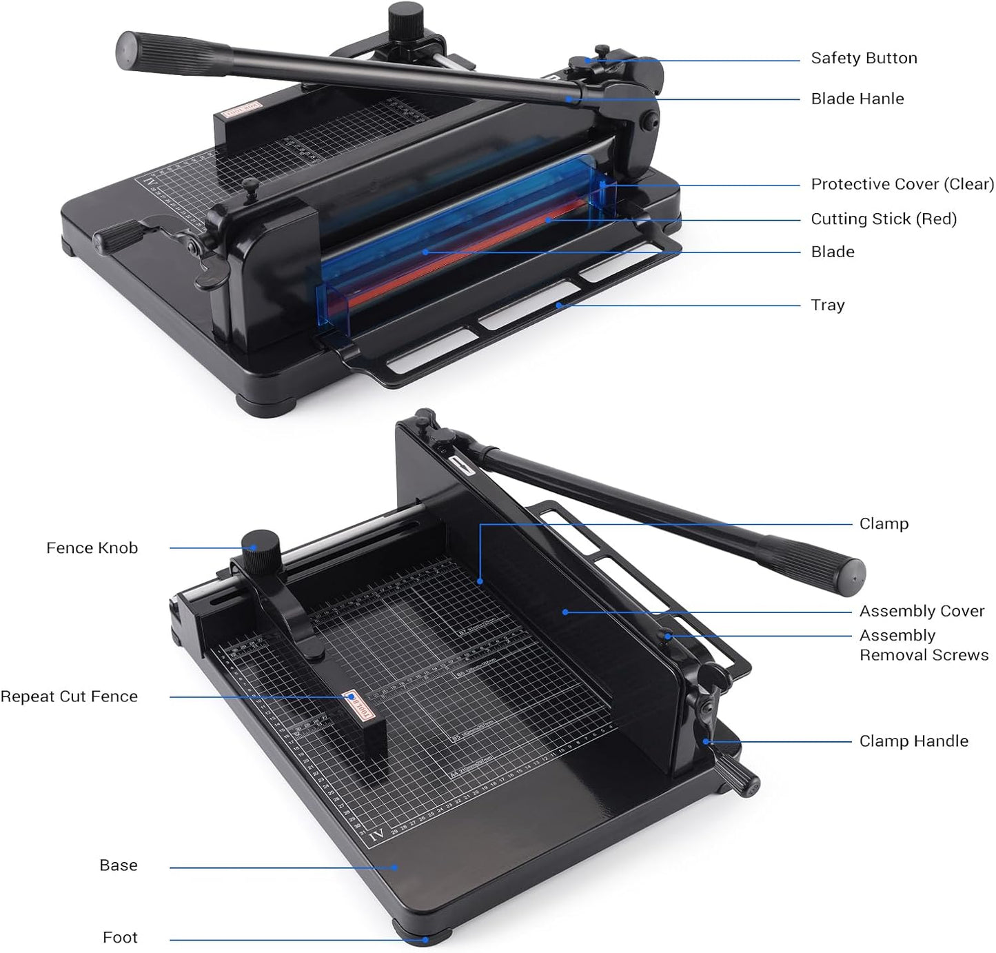 Heavy Duty Paper Cutter,12 Inch Guillotine Paper Cutter,Guillotine Paper Cutters and Trimmers Cards Leather with Metal Base for Office Home School (Black, A4)