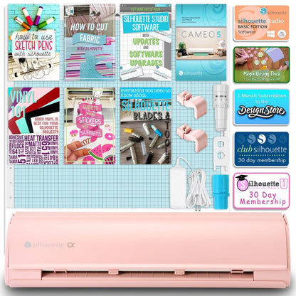 Silhouette Pink Cameo 5Α Alpha W/ 64 Oracal Vinyl Sheets, Blades, Tools, Guides