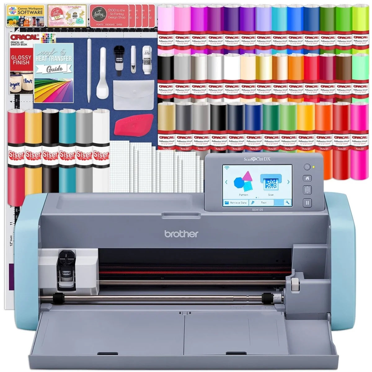 Brother Scanncut Sdx125E Wireless Machine Deluxe Vinyl & HTV Bundle