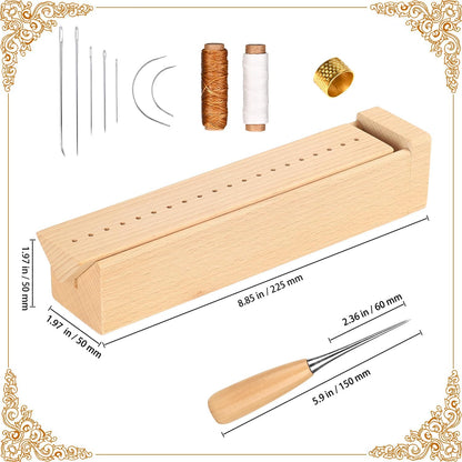 Beech Wood Book Binding Cradle with an Awl,Book Binding Kits Used for Bookbinding Hole Punching,Sturdy and Durable, Easy to Store, Bookbinding Supplies Punch Tools