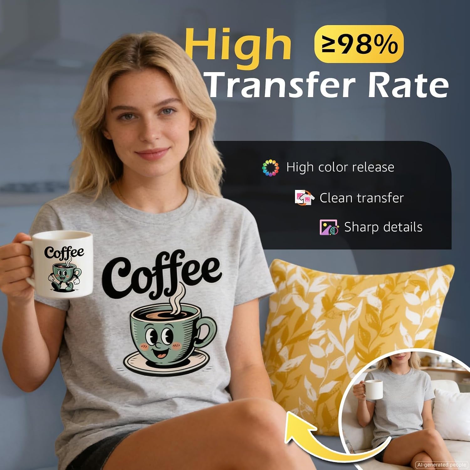 Colemoly Sublimation Paper 8.5X11, 300 Sheets | Heat Transfer Paper for Inkjet Printer 125G with Thermal Sublimation Ink on Coated, Phone Cases, Light Fabrics, DIY Projects