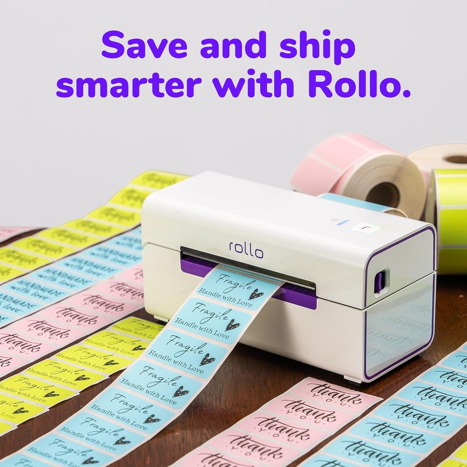 Rollo Direct Thermal 2X1 Sticker Labels - Roll of 1,000 Yellow Thermal Labels - Multi-Purpose Thermal Printer Stickers