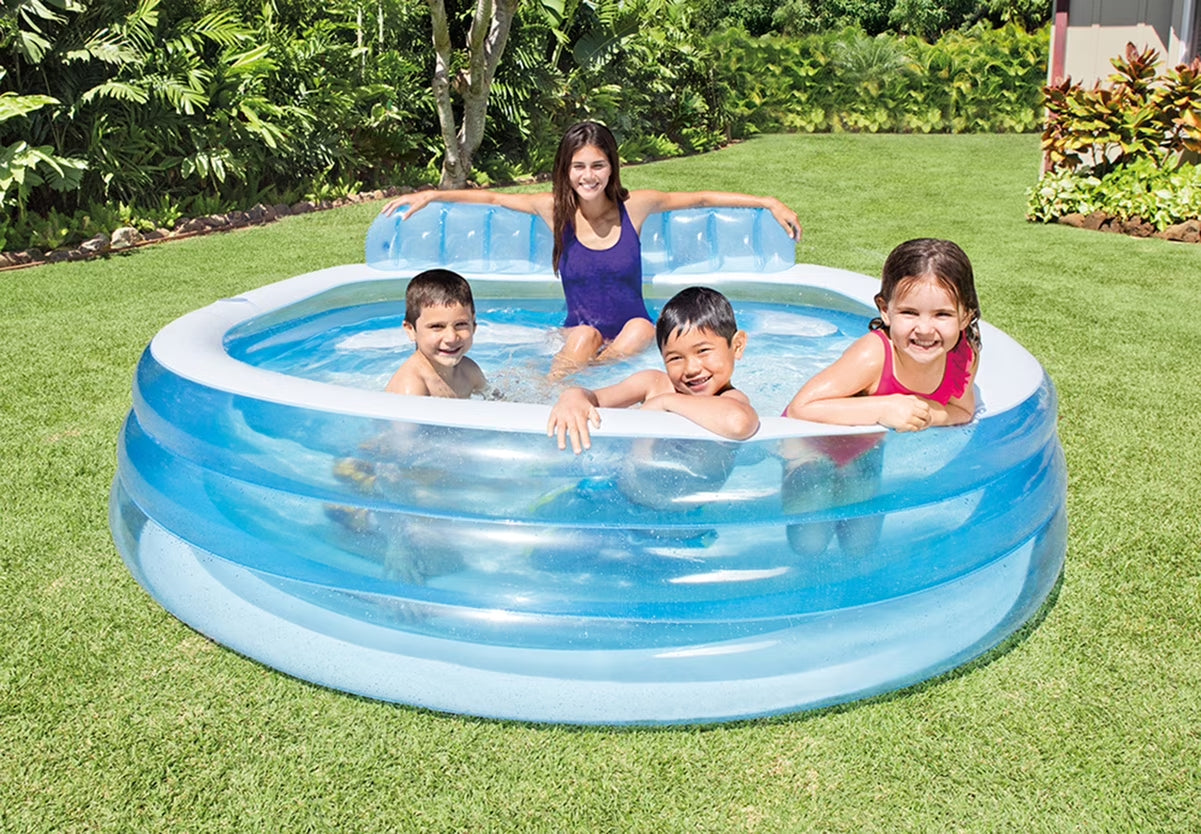 Inflatable Swim Center Family Lounge Pool, 90" X 86" X 31"