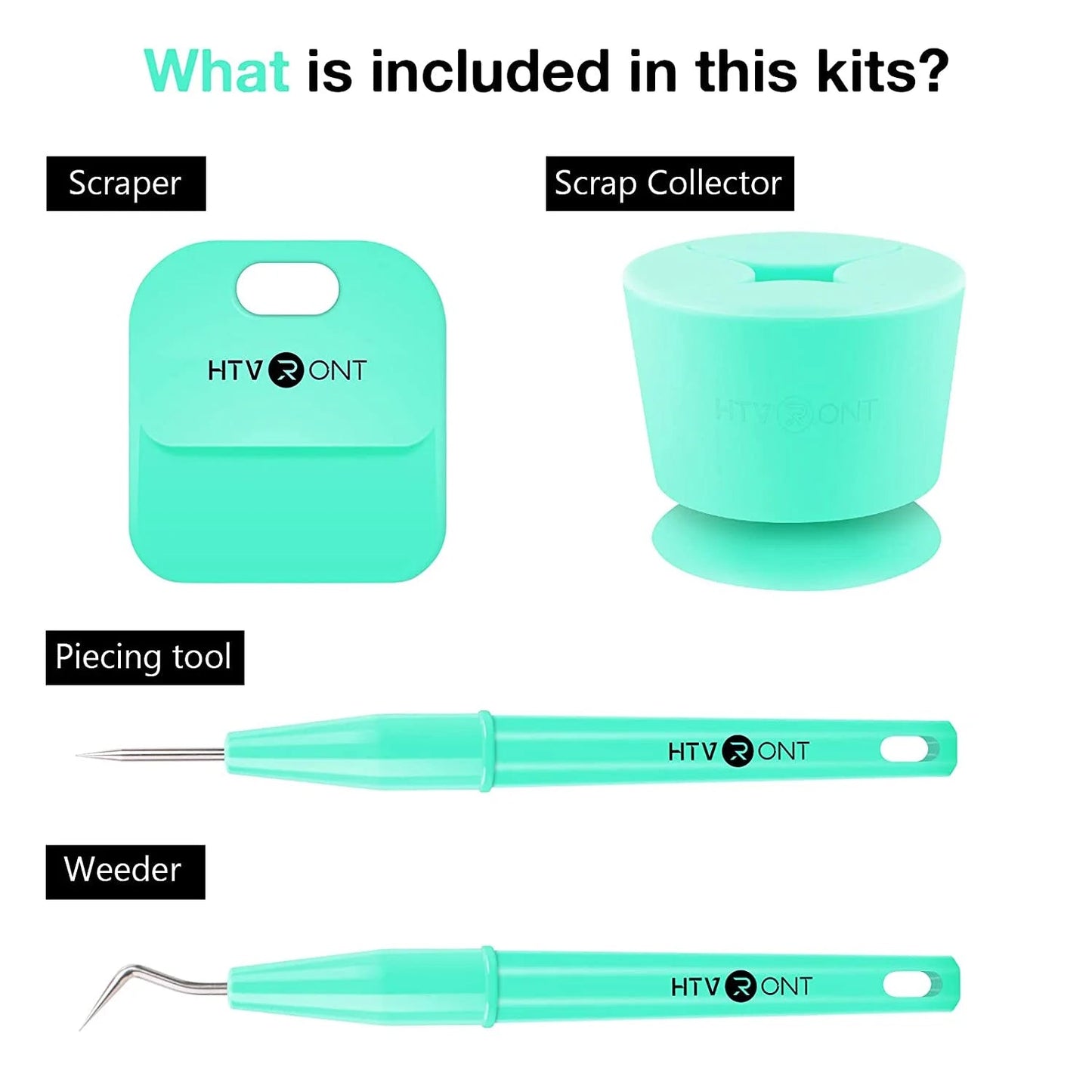 HTVRONT 4Pcs Vinyl Weeding Tools Set for Vinyl, with Hook Weeder,Piecing Tool Vinyl,Weeding Scrap Collector,Scraper