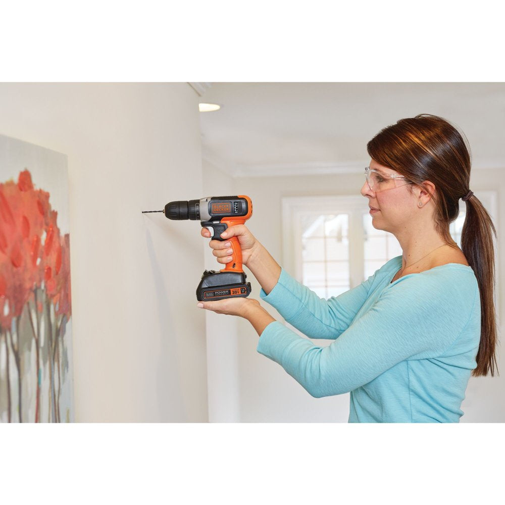 Black & Decker BCD702C1AEV 20V Max Brushed Lithium-Ion Cordless Drill Driver Kit (1.5 Ah)