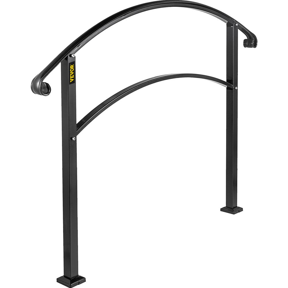 brand 1-3 Step Handrail Rackable to a Range of 0°To 45°Matte Black Stair Rail Wrought Iron Handrail with Installation Kit Hand Rails for Outdoor Steps