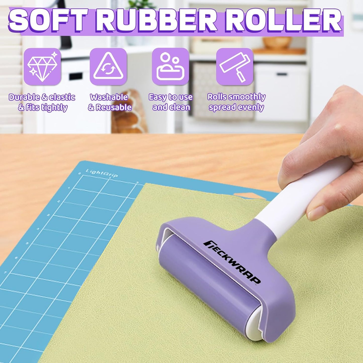 Brayer Roller Set, 4 PCS – Printmaking Brayer with Pin Pen, Tweezers & Felt Squeegee for Vinyl, Iron-On, Scrapbooking, Stamping, and Card Making