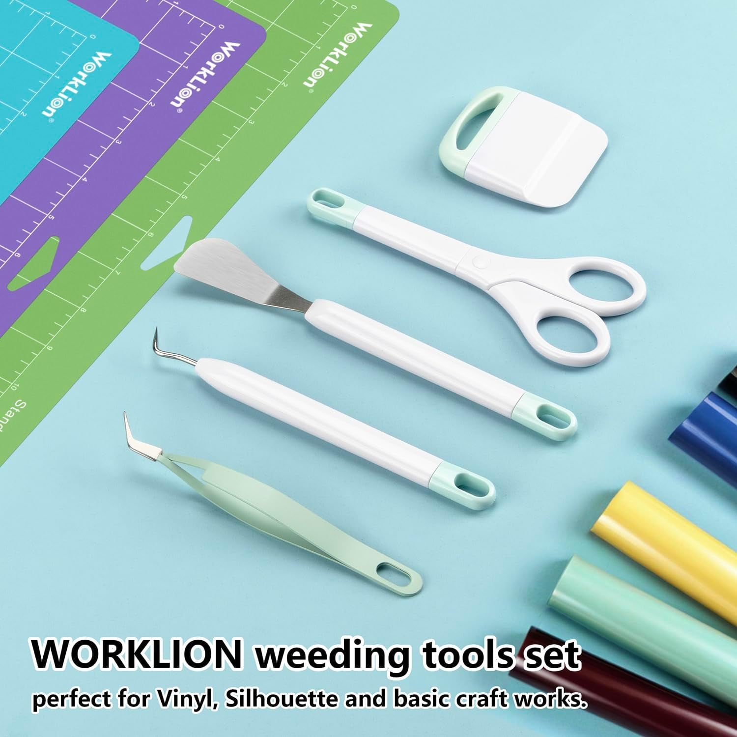 Worklion Cutting Mat 12X12 for Cricut and Craft Weeding Tool Kits for Vinyl
