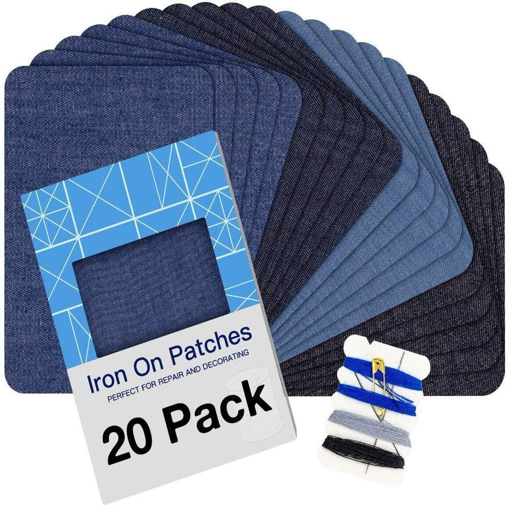 DIY 20 Pieces 3" by 4" with 4 Classic Colors Multi-Color Value Pack Fabric Iron-On Patches and Other Items