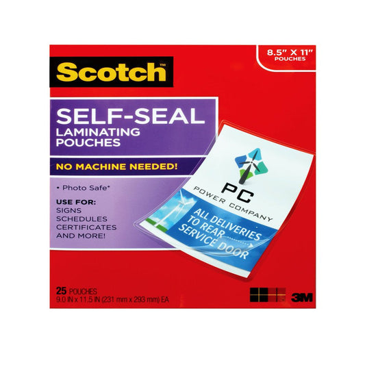 Self-Sealing Laminating Pouches, 25 Count, 9" X 11.5"