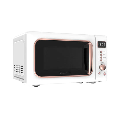 0.7 Cu. Ft. Retro Countertop Microwave Oven, White and Rose Gold