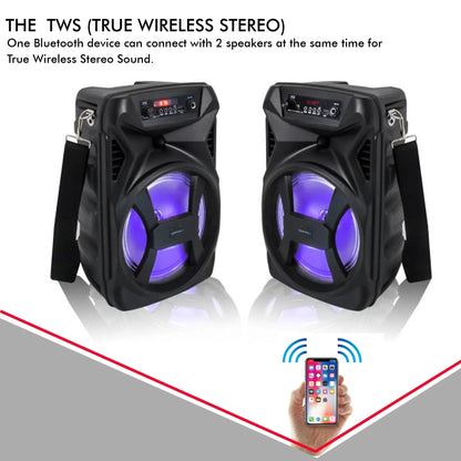 (Qty 2)  500W Portable 8" Bluetooth Speaker with Woofer & Tweeter (Black)
