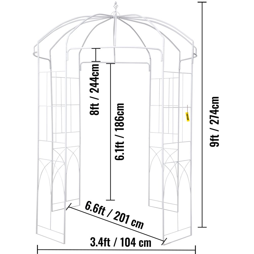 Birdcage Shape Gazebo Pergola 9' X 6.6' for Wedding Outdoor Garden, White