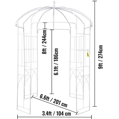 Birdcage Shape Gazebo Pergola 9' X 6.6' for Wedding Outdoor Garden, White