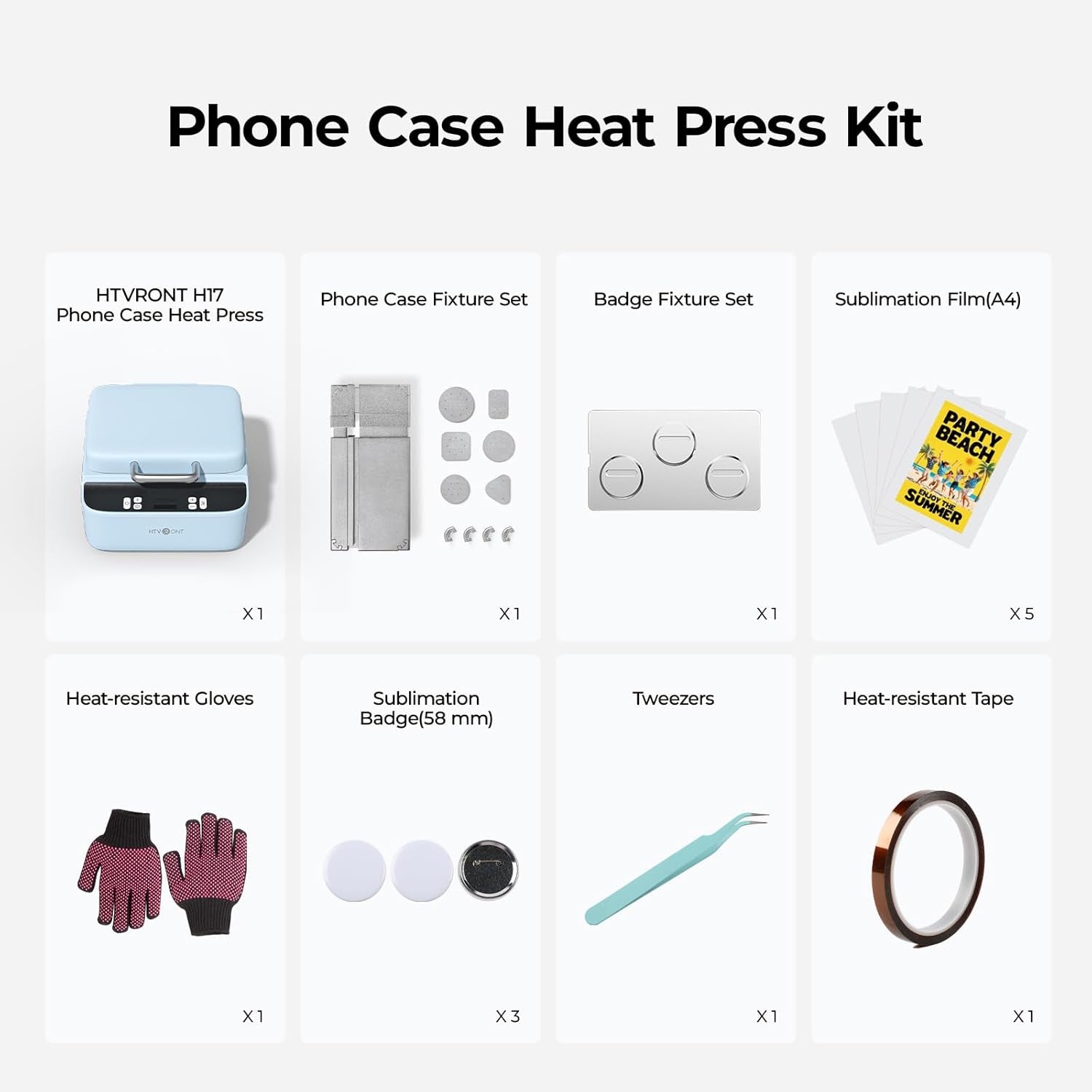 Phone Case Heat Press(Compatible with Android) & 52 Pcs Heat Press Accessories