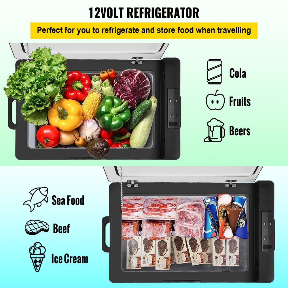 Portable Car Refrigerator 42 Qt, 12V Portable Freezer with Single Zone, 12/24V DC & 110-240V AC Electric Cooler with -4℉-68℉ Cooling Range, for Car Truck Vehicle RV Boat Outdoor & Home Use