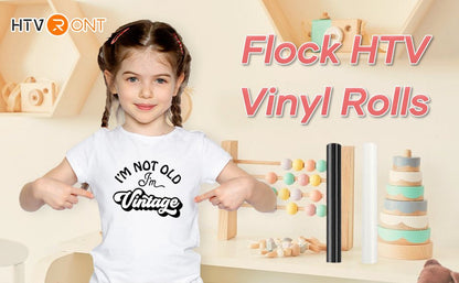 Black 12" X 6FT Flock HTV Heat Transfer Vinyl for T-Shirts, Iron on Vinyl Easy to Cut