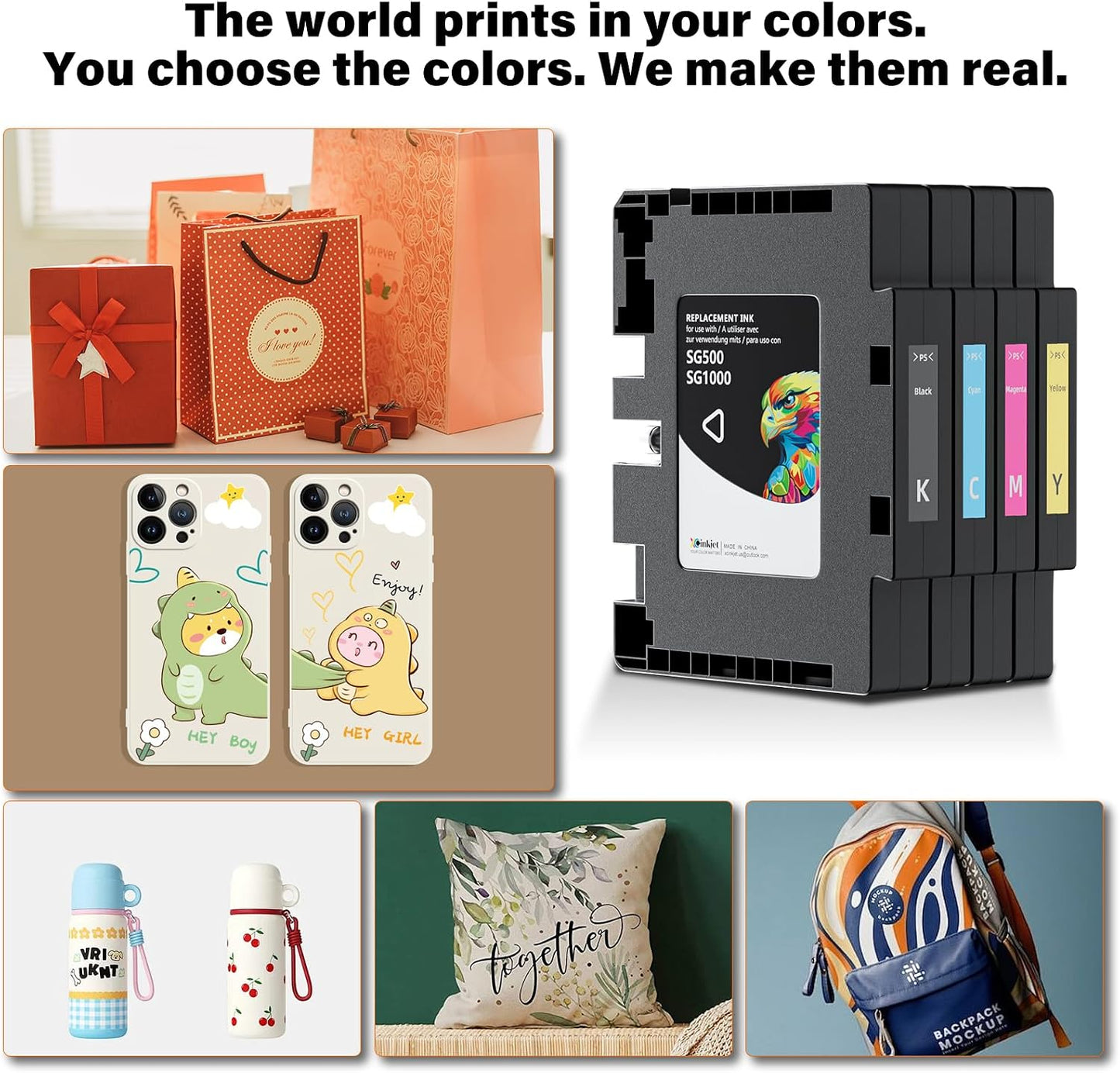 3.9.0 SG500 SG1000 Sublimation Ink Cartridges Replacement for Sawgrass SG500 and SG1000 Printers, Compatible with Firmware Version 3.09 or Earlier (BK, C, M, Y, 4PK)