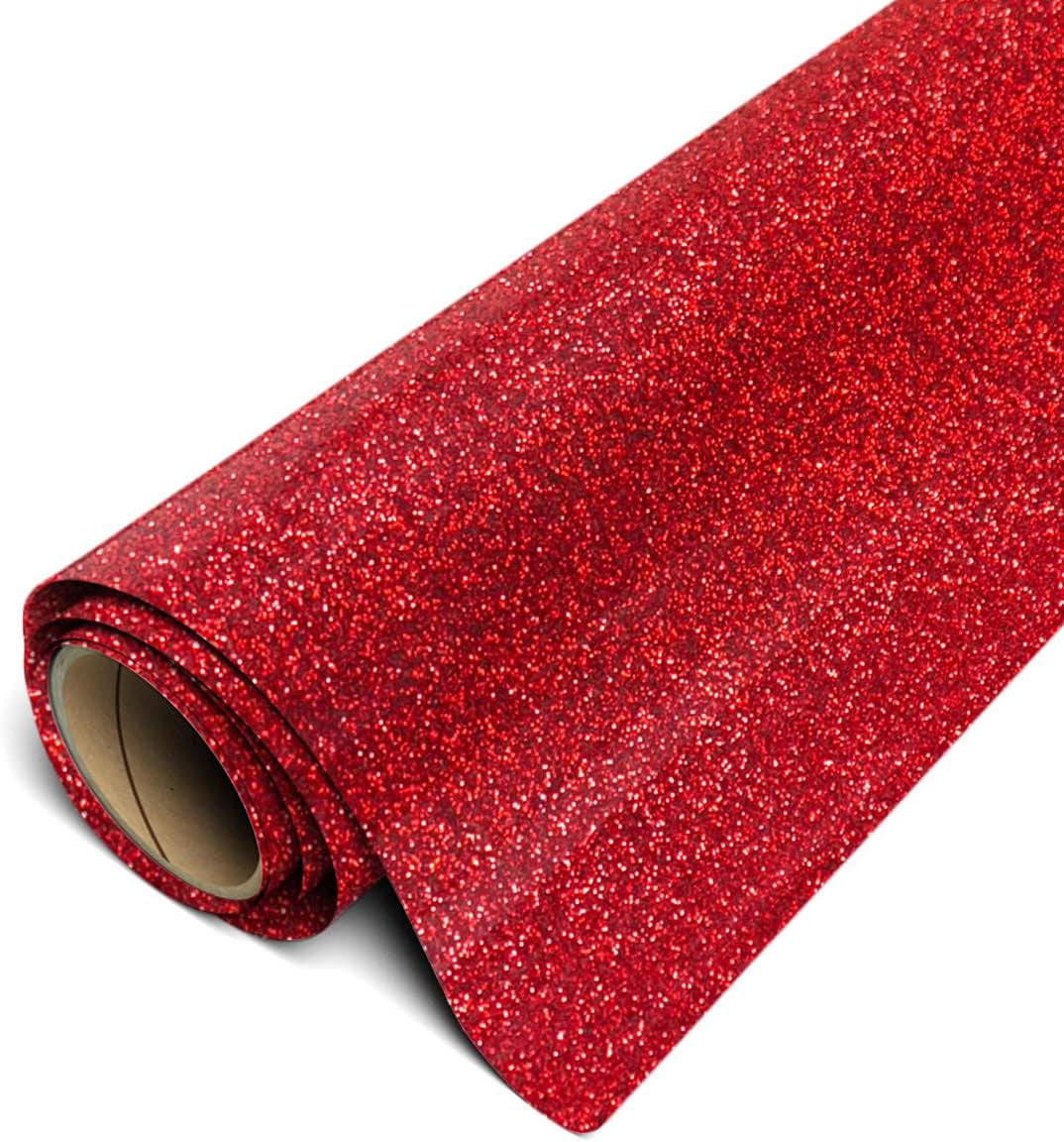 Siser Glitter HTV 11.8"X5Ft Roll - Iron on Heat Transfer Vinyl (Red)