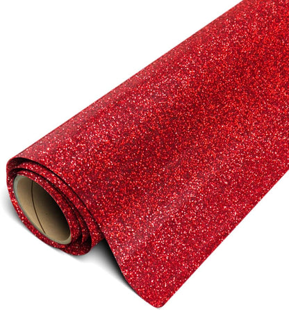 Siser Glitter HTV 11.8"X5Ft Roll - Iron on Heat Transfer Vinyl (Red)