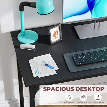 39 Inch Computer Desk Modern Writing Desk, Simple Study Table, Industrial Office Desk, Sturdy Laptop Table for Home Office, Black