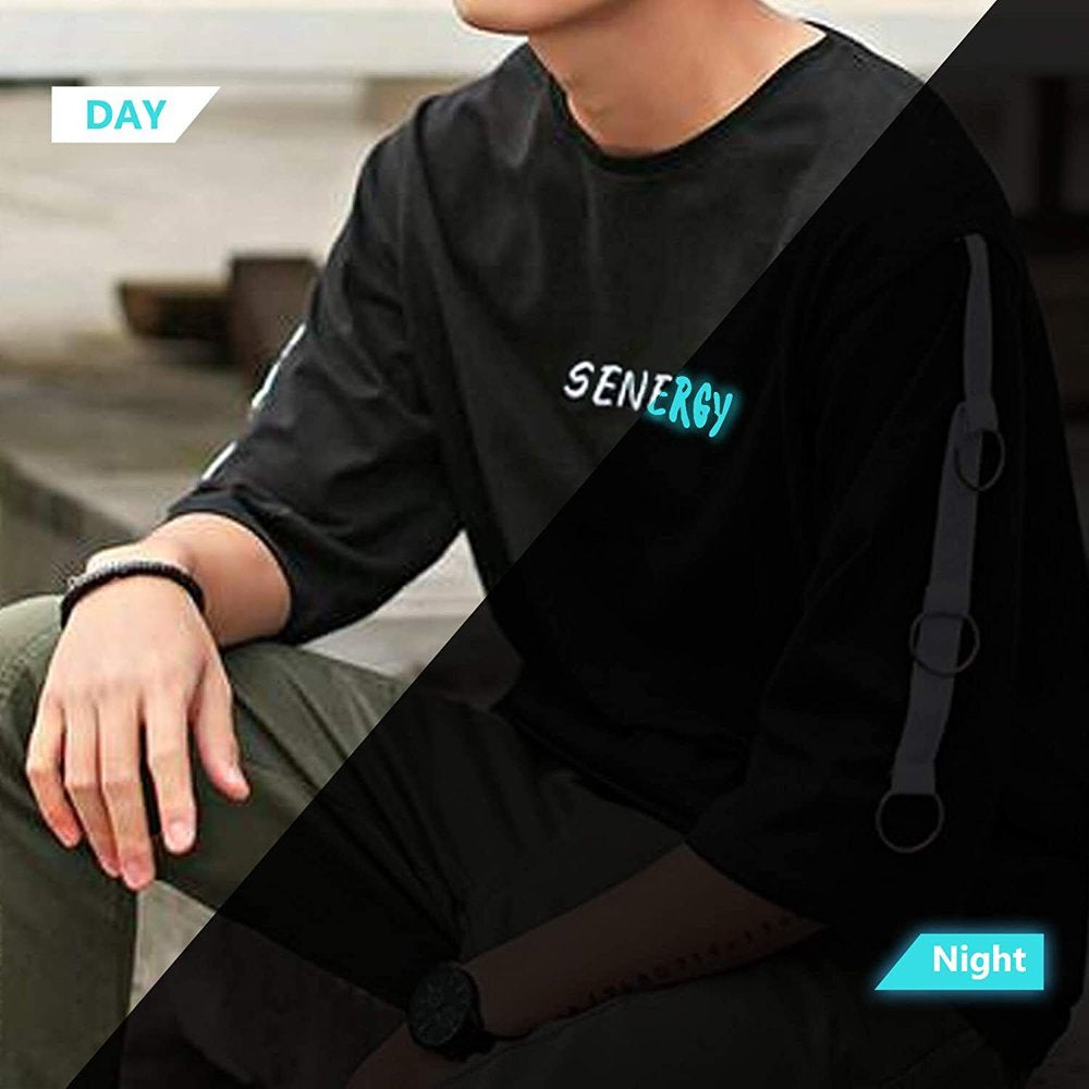 12" X 8FT Glow in the Dark White to Blue Green Heat Transfer Vinyl Iron on T-Shirt for Cricut & All Cutter Machine