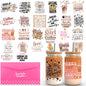26 Sheets Coffee UV DTF Cup Wrap -Ice Coffee Theme DTF Cup Wraps for 16 Oz Glass Mugs, UV DTF Decals Waterproof Rub on Transfer Stickers DIY Mug Glasses Crafting