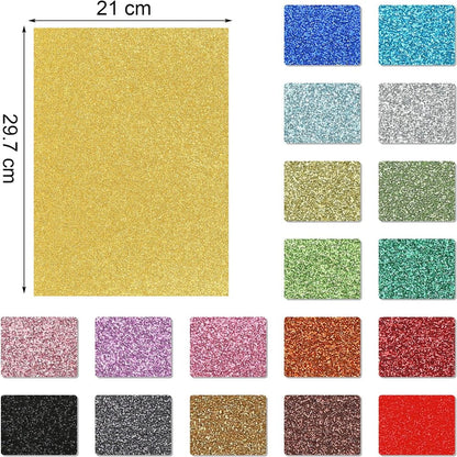20 Sheets Shinny Craft Sheets Rainbow Sparkly Glitter Cardstock Paper in A4 Size for DIY Craft Projects Card Making Party Decoration
