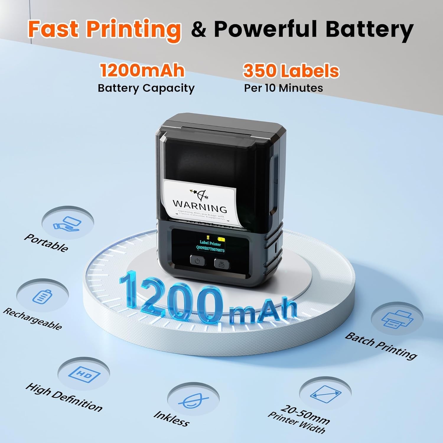 Phomemo M120 Bluetooth Label Maker - Portable Thermal Barcode Printer with App, 2" Wide Labels, Wireless Sticker Printer for Small Business,Home Office,Qr Codes,Address Labels - Ios/Android Compatible