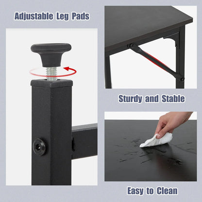 47 Inch Computer Desk, Adjustable Sturdy Laptop Table for Adults with Metal Frame, Black