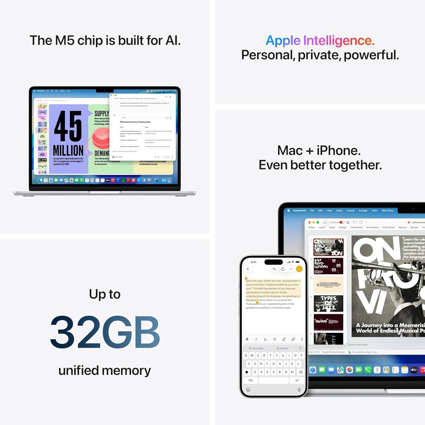 Apple 2026 Macbook Air 13-Inch Laptop with M5 Chip: Built for AI, 13.6-Inch Liquid Retina Display, 16GB Unified Memory, 1TB SSD, 12MP Center Stage Camera, Touch ID, Wi-Fi 7; Midnight
