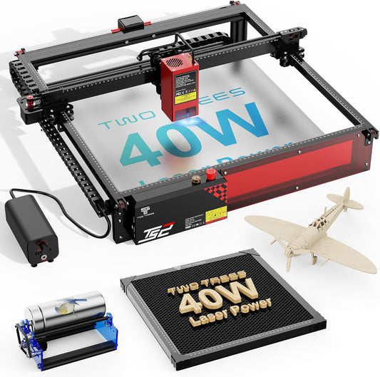 40000Mw Laser Engraver Machine Twotrees TS2 Laser Cutter 0.08Mm Spot 450×410Mm Large Work Area, 6000Mm/Min High Speed Laser Engraving for Wood Metal Acrylic Glass Stainless Steel, DIY Craft