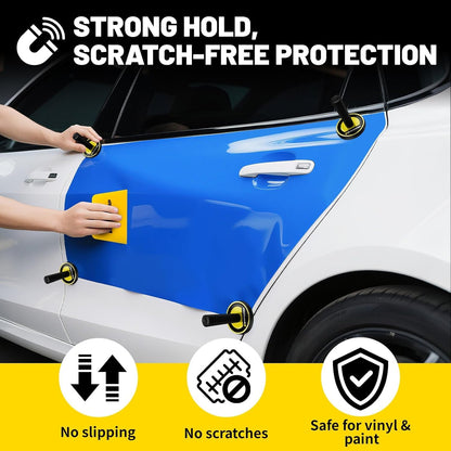 Vinyl Wrap Magnets – 4 Pack Car Wrap Positioning Magnets with Strong Magnetic Grip and Rubber Base – Non-Scratch Magnet Tool for Vinyl Film, Decals, Signs & Wrapping