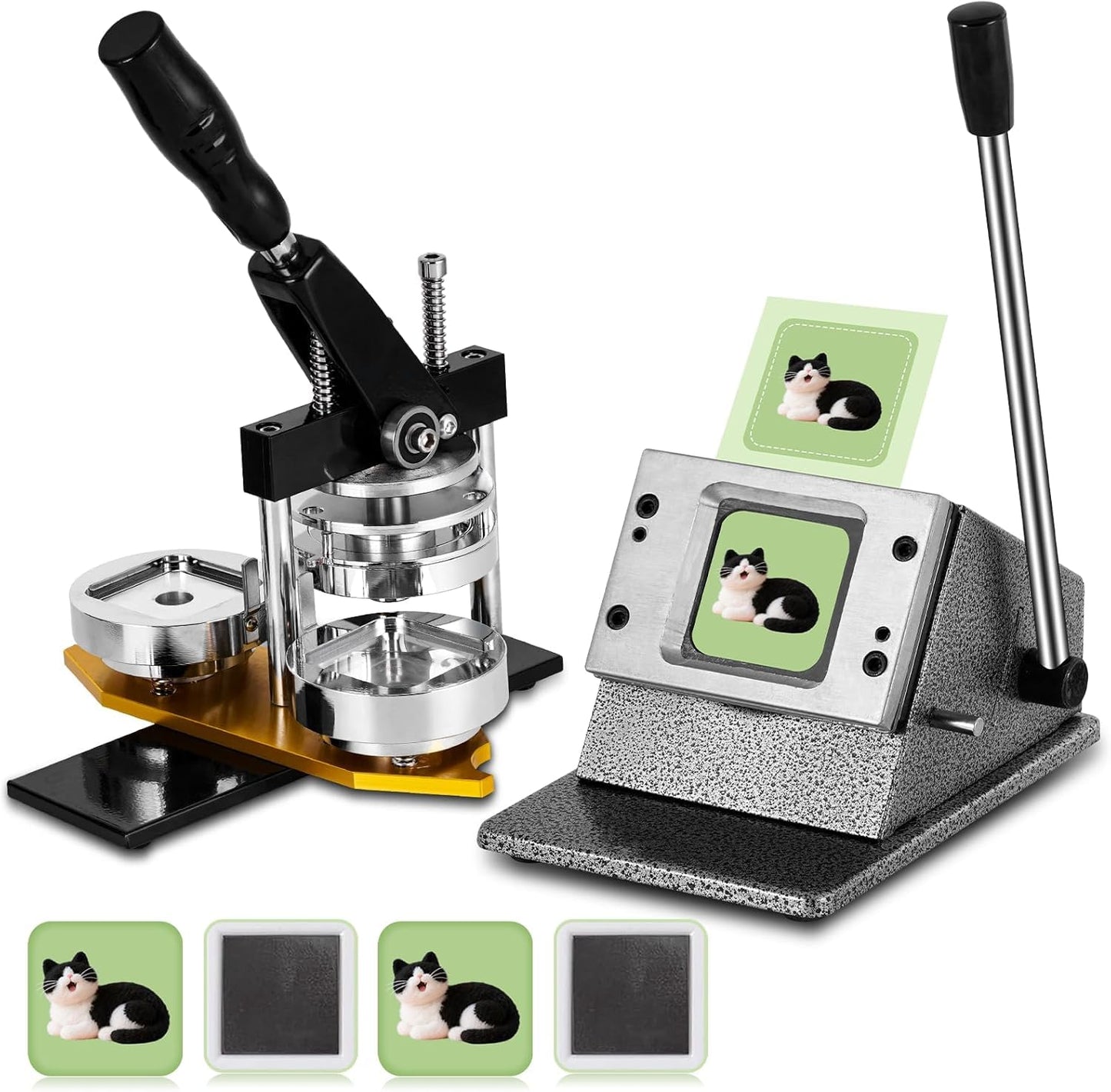2X2In Square Fridge Magnet Maker Machine Kit Photo Magnets Making Kit DIY Square Magnet Button Press +Paper Cutter＋ 100 Sets Refills ＋Photo Papers