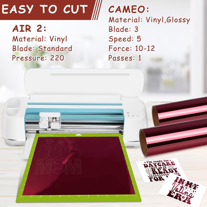 Maroon Chrome Metallic Vinyl - 12" X 7FT Maroon Permanent Vinyl Compatible with Silhouette Cutters, Signs, Scrapbooking, Craft, Die Cutters
