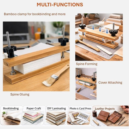 Bamboo Bookbinding Spine Press, 11 Inch Narrow Book Press for Spine Shaping and Bookbinding, for DIY Book