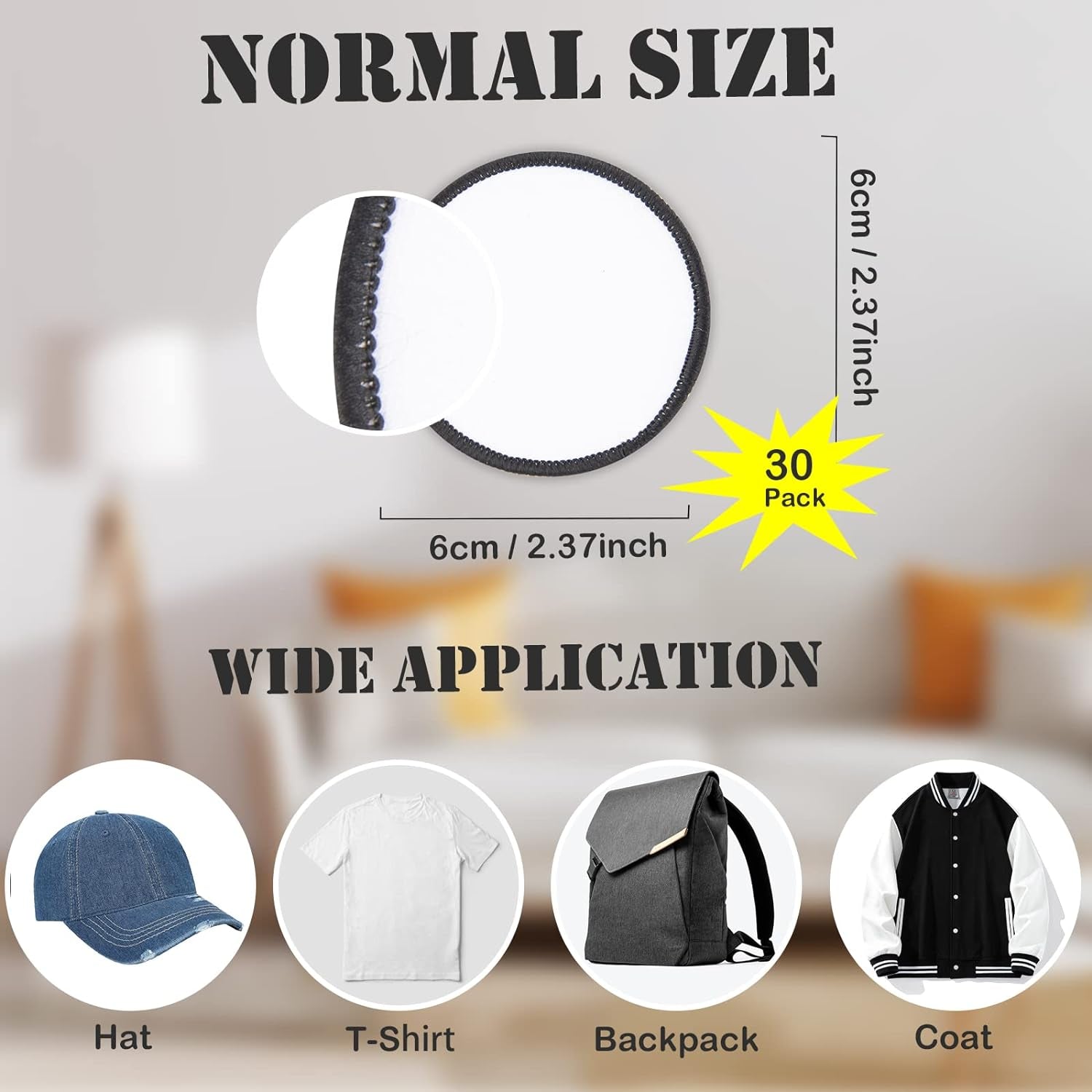 30 Pcs Sublimation Patches - Iron on Blank Patches for DIY Crafts Hats Caps Backpack Uniforms (Round / 30Pcs)
