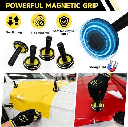 22PCS Vinyl Wrap Tool Kit for Car – Squeegee Set, Knife, Safety Cutter, Anti-Cut Gloves, Magnets & Tool Pouch for Vehicle Wrapping