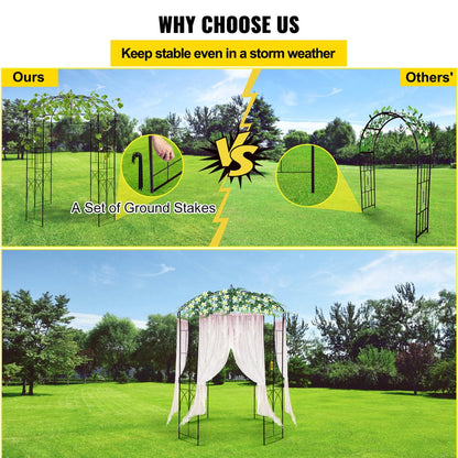 Birdcage Shape Garden Arbor 9' X 6.6' Heavy Duty Metal Garden Gazebo Pergola for Wedding Party