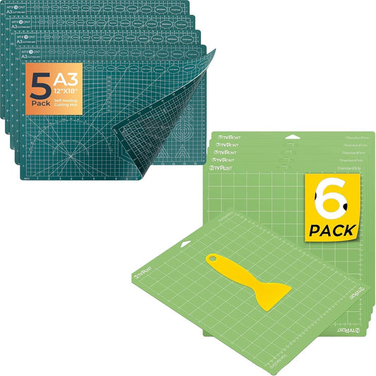 HTVRONT Cutting Mat, 6 Pcs Cutting Mat 12X12 & 5 Packs Self Healing Mat- 12" X 18”