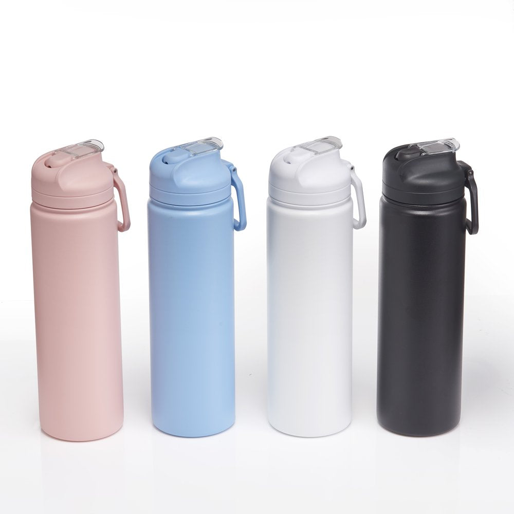 24 Fl Oz Pearl Blush Solid Print Insulated Stainless Steel Water Bottle with Flip-Top Lid