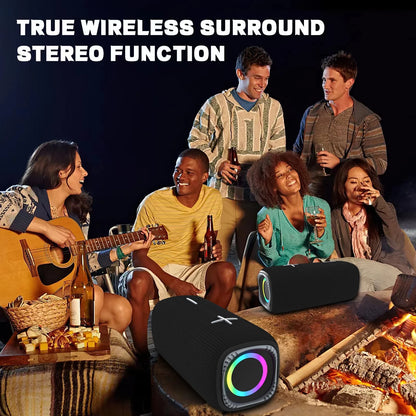 Portable Bluetooth Speakers,Wireless Speaker with Loud Stereo Sound,Bluetooth 5.3, RGB Lights, Dual Pairing for Home, Outdoor, Party,Gift Ideas