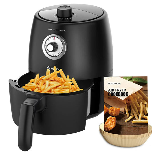 New Mini Small Air Fryer 2 Quart, Temp/Time Dial Control with Air Fryer Cookbook & 50Pcs Paper Liner