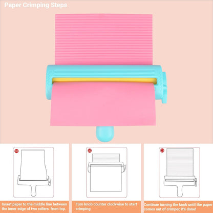 Kw-Trio Paper Crimper for Chip Bags Crafting Paper Creasing Tool for Scrapbooking, Quilling, Wrapping, Bag Sealing Decorative Edge Creaser with 8-1/2 Inches Width Roller (Cyan)
