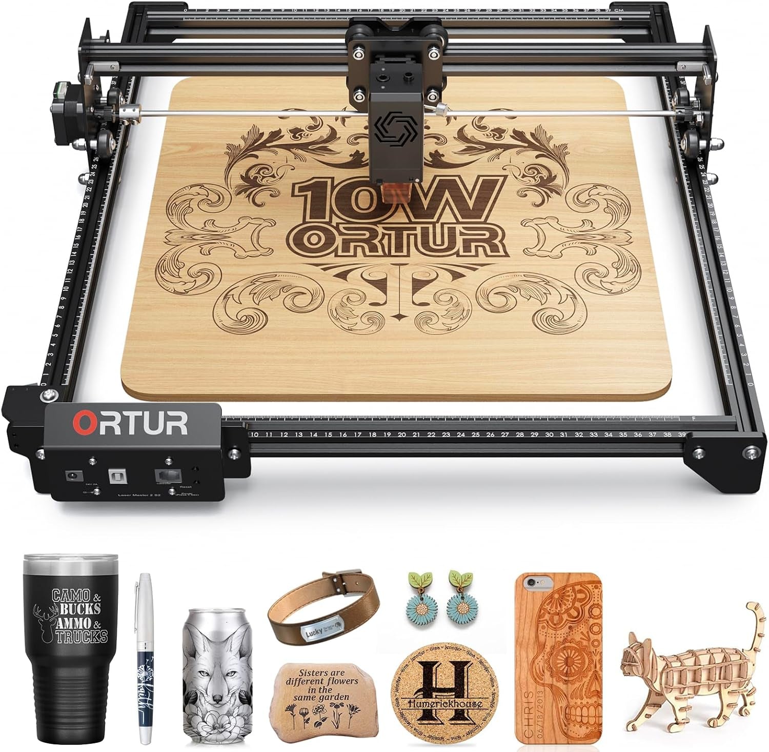 ORTUR Laser Master 2 S2 LU2-10A Laser Engraver Laser, 10000Mw Engraving Cutting Machine, Class 4 High Accuracy Laser Cutter, DIY Laser Marking for Metal