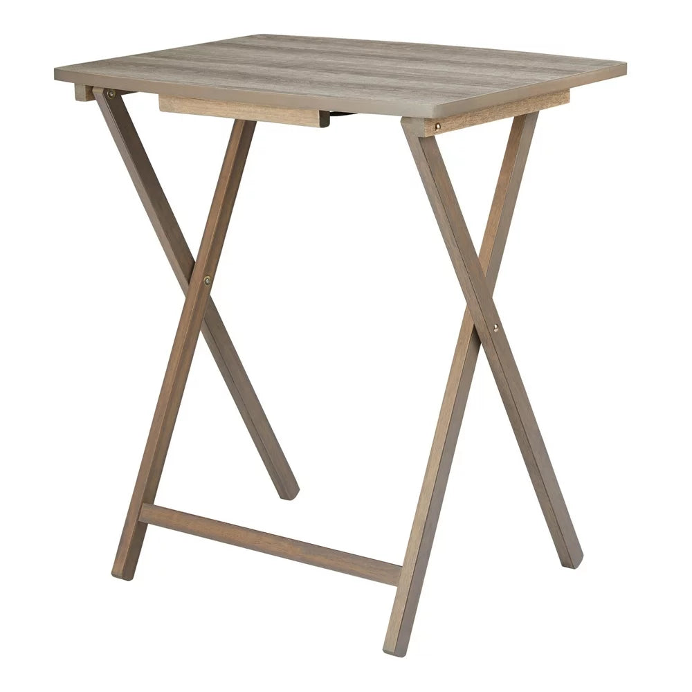 Indoor Oversized Single Folding Tray Table, Rustic Gray, 26" X 23.6 X 17.7"